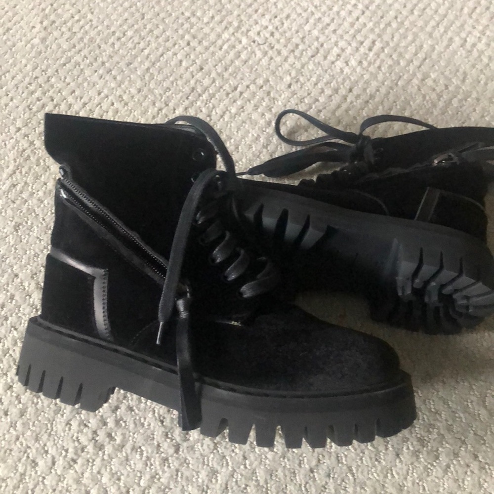 Booties zip lace up boots black new 35 (5) - Picture 8 of 11